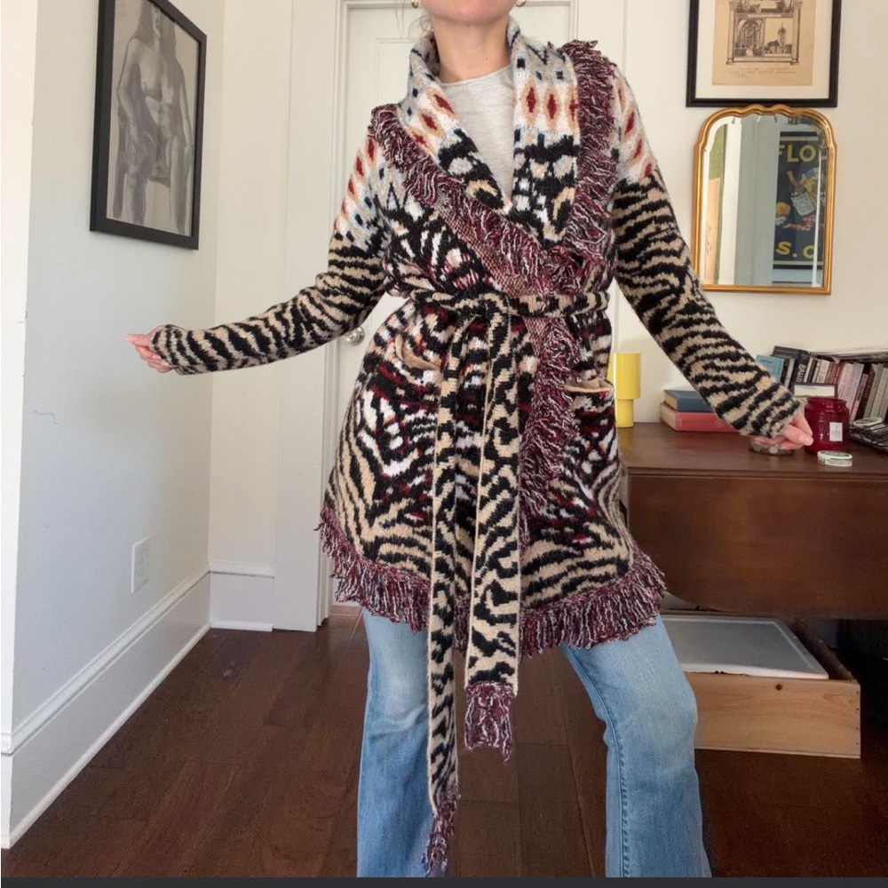 Anthropologie Zebra and Geometric Patterned Cardigan